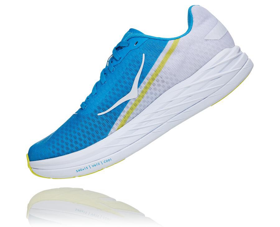 Hoka Australia One One Rocket X - Mens Running Shoes White/Blue - GOMEH-2075